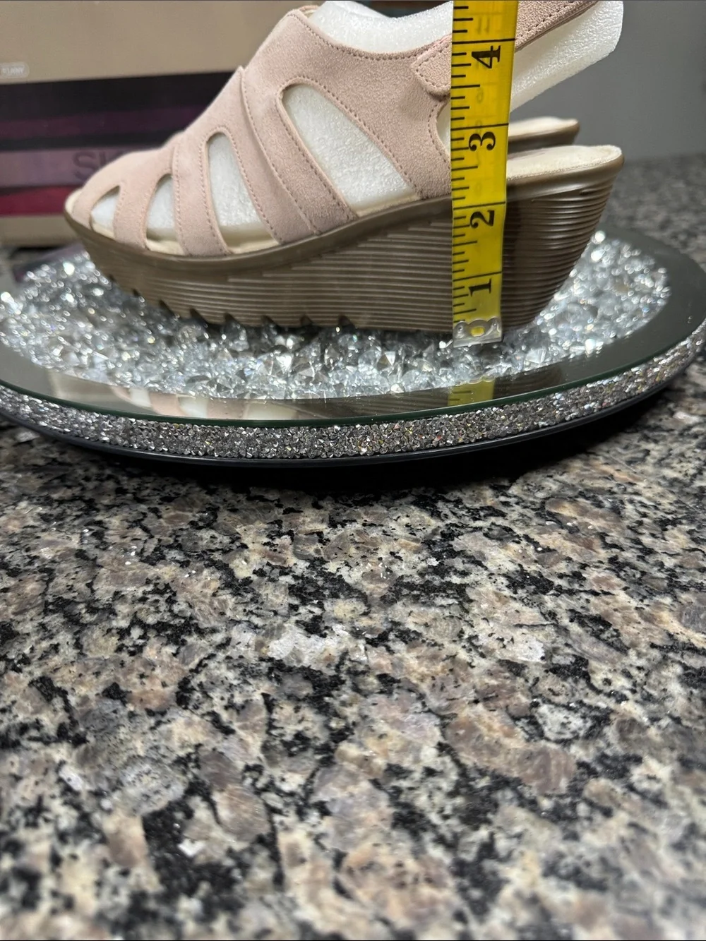 Skechers paralellsude Blush Pink Wedge Sandals with Brown Platform NEW 8